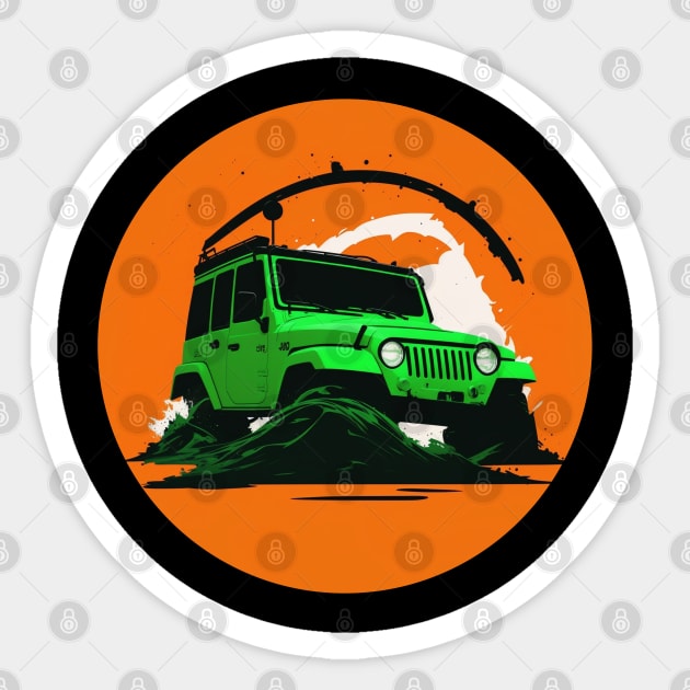 Jeep vehicle green orange design Sticker by The Wonder View